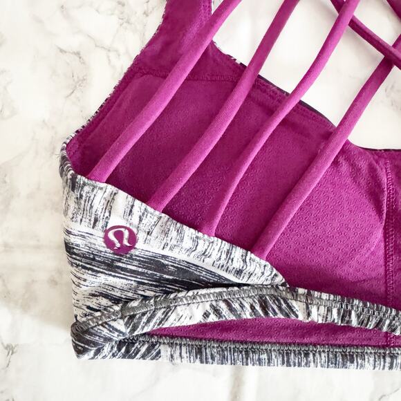 LULULEMON Free To Be Wild Sports Bra Heat Wave White Black Regal Plum 4 - Picture 7 of 9